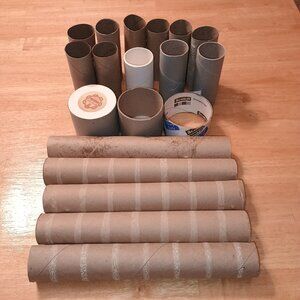 74 Empty Clean Cardboard Toilet Paper Rolls And Other Tubes Of Various Sizes